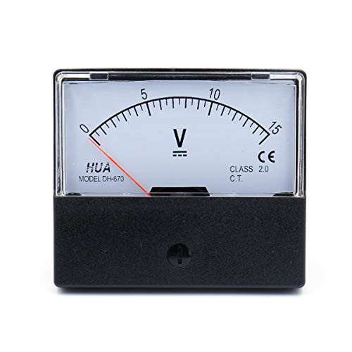Baomain Voltmeter DH-670 Rectangle Class 2.0 DC 0-15V Analog Panel Volt Voltage Meter CE