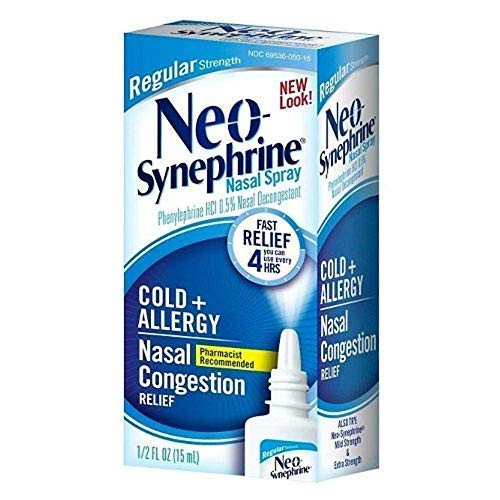 Neo-Synephrine Nasal Spray  Regular Strength Formula 0.5 Fl Oz -Pack of 2-