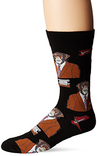 Socksmith Men's Monkey Biz Crew Socks Black Large