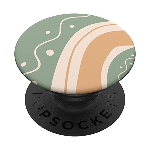 Cute Boho Sage Green Burnt Orange Abstract Pattern Curves PopSockets PopGrip- Swappable Grip for Phones  and  Tablets