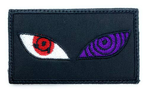 Naruto Sharingan Rinnegan Sasuke Eyes Patch Naruto - Funny Tactical Military Morale Embroidered Patch Hook Fastener Backing