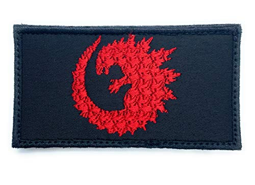 Godzilla Patch - Funny Tactical Military Morale Embroidered Patch Hook Fastener Backing Black Background