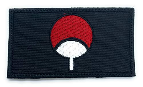 Naruto Uchiha Patch - Funny Tactical Military Morale Embroidered Patch Hook Fastener Backing Black Background