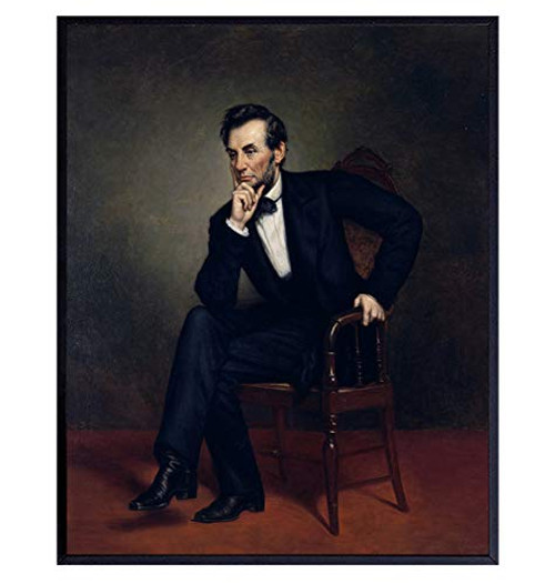 Abraham Lincoln Poster - 8x10 Abe Lincoln Wall Art Decor - Abraham Lincoln Gifts - Patriotic Wall Decor for Home or Office - Unique Gift for Republicans Conservatives Democrats Liberals