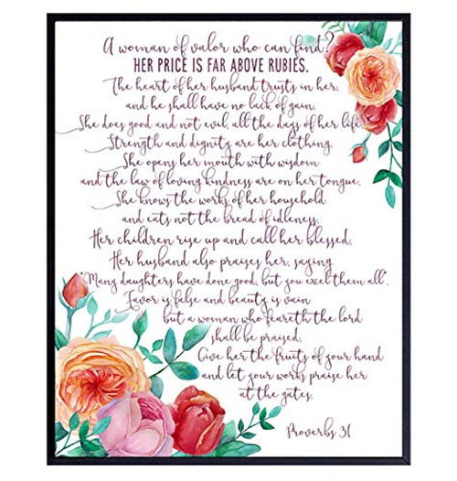 Proverbs 31 - Religious Gifts for Women - Catholic Christian Gifts for Women - Bible Verse Wall Art - Scripture Wall Decor - Inspirational Wall Art - Spiritual Wall Decor - Faith Wall Decor