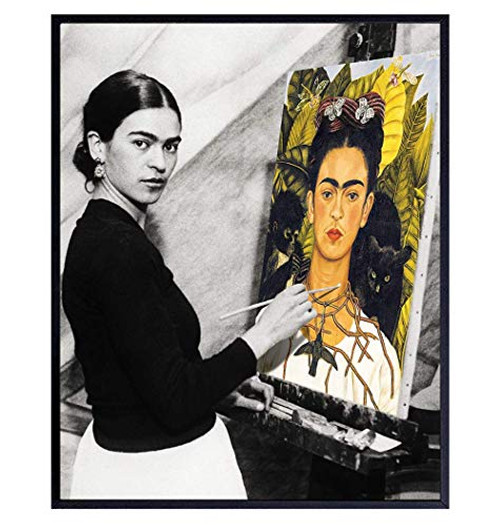 Frida Kahlo Art - Frida Kahlo Poster - 8x10 Mexican Wall Art - Frida Kahlo Wall Decor - Frida Kahlo Paintings Print Portrait Photo Wall Art Self Portrait - Gifts for Artists