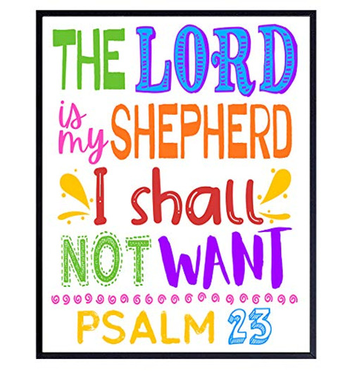 Psalm 23 Wall Art - The Lord is My Shepherd Wall Art - 23rd Psalm - Christian Catholic Religious Gifts for Women Kids - Bible Verses Wall Decor - Scripture Wall Art - Inspirational Faith Wall Decor Psalm 23 Wall Art - The Lord is My Shepherd Wall Art - 23rd Psalm - Christian Catholic Religious Gifts for Women Kids - Bible Verses Wall Decor - Scripture Wall Art - Inspirational Faith Wall Decor