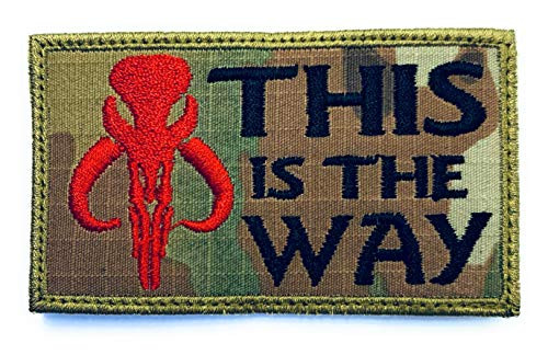 This is The Way Mandalorian Boba Fett Patch Star Wars Bounty Hunter OCP - Funny Tactical Military Morale Embroidered Patch Hook Fastener Backing-Camouflage-red-
