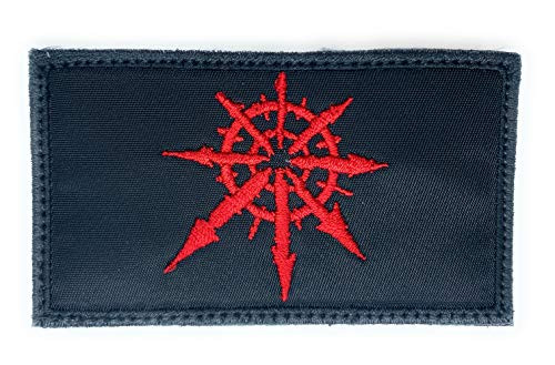 Warhammer 40K Chaos Patch - Funny Tactical Military Morale Embroidered Patch Hook Fastener Backing Black Background