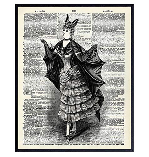 Bat Wall Decor - Bat Decor Goth - Bat Poster - Goth Victorian Woman Wall Decor - Gothic Home Decor - Gothic Gifts for Women - Halloween Decorations - Goth Room Decor