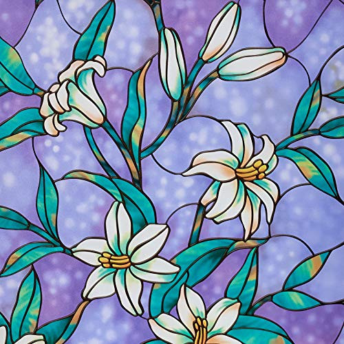 Coavas Total Privacy Window Film Stained Glass Decorative Static Cling Glass Film Non-Adhesive Frosted Window Tint for Home 17.7" x 78.7" Coavas Total Privacy Window Film Stained Glass Decorative Static Cling Glass Film Non-Adhesive Frosted Window Tint for Home 17.7" x 78.7"