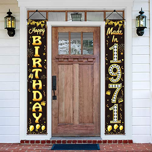 Luxiocio 50th Birthday Door Banner Decorations for Men and Women Black Gold Made in 1971 Banner Happy 50 Birthday Party Door Porch Sign Fifty Birthday Door Backdrop Decor Luxiocio 50th Birthday Door Banner Decorations for Men and Women Black Gold Made in 1971 Banner Happy 50 Birthday Party Door Porch Sign Fifty Birthday Door Backdrop Decor