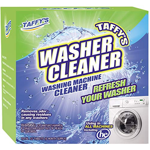 -12 Pack- Taffy's Washing Machine Cleaner Effervescent TabletsSolid Washer Deep Cleaning Tablet Triple Decontamination Remover with Natural Formula for Front and Top Load Machines