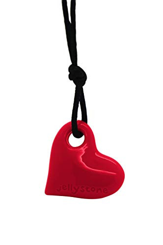 Jellystone Junior Heart Pendant Silicone Non-Toxic Chewelry Necklace (Scarlet Red)