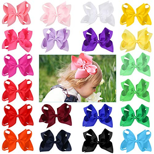 CN 20pcs Hair Bows for Girls 6inch Grosgrain Ribbon Bows Alligator Clips Cute Hair Accessories for Baby Toddlers Kids Infants Children