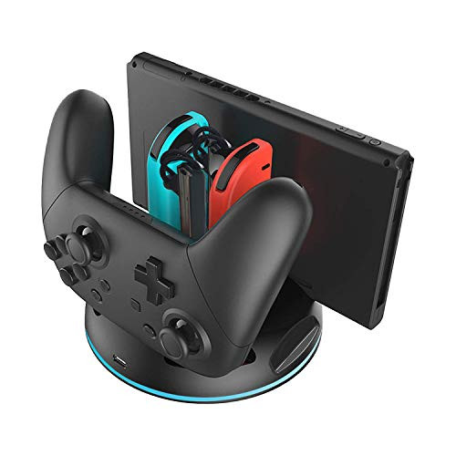 Switch Controller Charger for Nintendo Switch-Switch Lite Charging Dock Stand Station for Switch Joy-Cons and Pro Controller with Joy-Cons Straps Holder and Charging Indicator