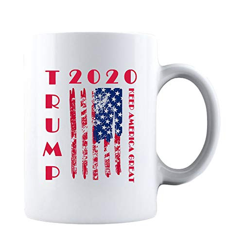 KROPSIS Trump 2020 USA Flag Ceramic Coffee Mug White