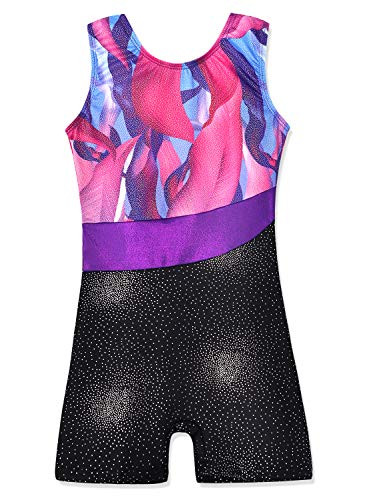 Leotards for Girls Gymnastics Biketard Shiny Athletic Dance Camisole Ballet Leotard -100 for 3-4Y Glitters Purple-