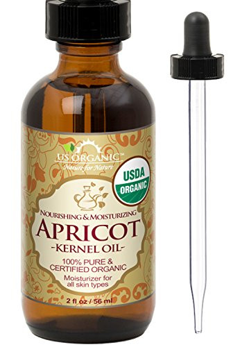 US Organic Apricot Kernel Oil USDA Certified Organic100 percent Pure  and  Natural Cold Pressed Virgin Unrefined in Amber Glass Bottle w-Glass Eyedropper for Easy Application -2 oz -Small--