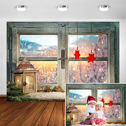 Avezano Christmas Photography Backdrop Window Snowflake Xmas Holiday Family Kids Portrait Background Decoration Photoshoot Photo Booth Studio Prop -7x5ft-