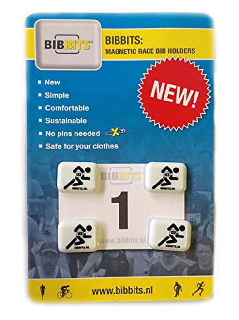 BibBits Magnetic Race Bib Holders -Runner Design- -White-