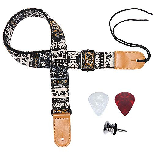 Ukulele Strap Eyeshot Adjustable Hawaiian Dream Flower Ukelele Shoulder Strap Suitable for Soprano Concert Tenor Baritone String Instruments