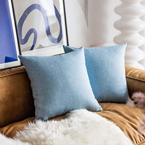 Demetex Blue Pillow Covers Square Decorative Pillowcases for Toddler Sofa Chair Set of 2 18x18 inches-45 x 45 cm- Blue