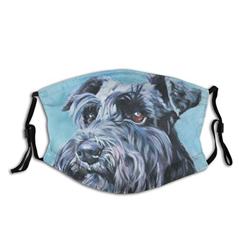 Miniature Schnauzer Dog Print Cloth Face Mask Colorful for Men Women Safety Reusable Washable Balaclava Face Mask Mouth Protection with 2 Filters