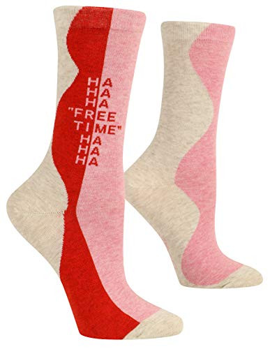 Blue Q Women's Crew Socks ~ Ha Ha Ha "Free Time" Ha Ha Ha -fit shoe size 5-10-