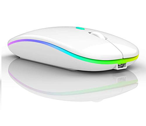 LED Wireless Bluetooth MouseWireless Mouse for MacBook ProWireless Mouse for MacBook AirRechargeable Bluetooth Mouse for MacMacBook Air MacBook proipadipad Pro -White-