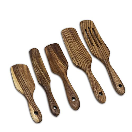 Premium Wooden Spurtle Set 5 Piece Spurtle Kitchen Utensils Teak Wood Spurtles Kitchen Tools Set as seen on TVWooden Spoons for Cooking Slotted Wooden Spatula Spoon for NonStick Cookware -5- Premium Wooden Spurtle Set 5 Piece Spurtle Kitchen Utensils Teak Wood Spurtles Kitchen Tools Set as seen on TVWooden Spoons for Cooking Slotted Wooden Spatula Spoon for NonStick Cookware -5-