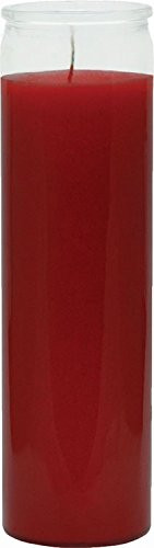 Indio 7 Day Glass Plain Color Glass Candles 8" Tall - Red