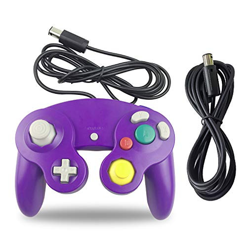 AreMe Classic Wired Controller with Extension Cable Compatible for Wii Gamecube GC Console -Purple-