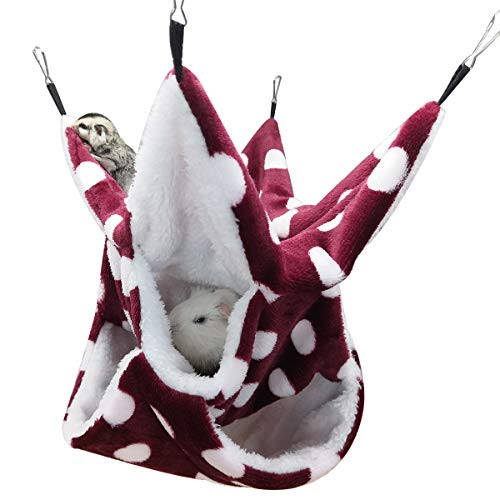 LEFTSTARER Triple-Layer Sugar Glider Hammock Small Pet Cage Hammock Sugar Glider Cage Accessories Hamster Bedding Small Animals Bed for Chinchilla Parrot Ferrets Rat Playing Sleeping -Red- LEFTSTARER Triple-Layer Sugar Glider Hammock Small Pet Cage Hammock Sugar Glider Cage Accessories Hamster Bedding Small Animals Bed for Chinchilla Parrot Ferrets Rat Playing Sleeping -Red-