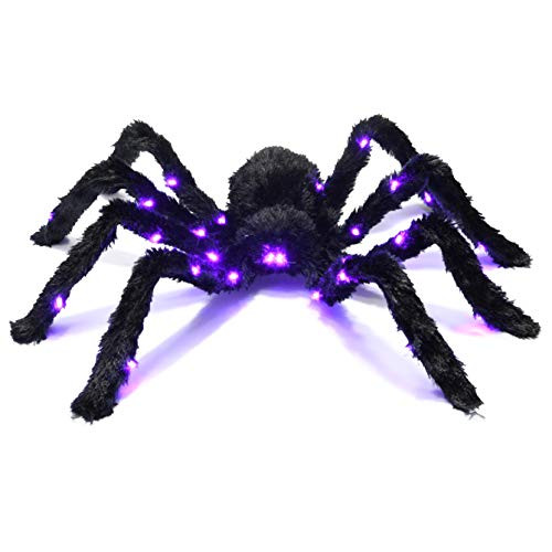 Prextex Light up Black Hairy Spider/Tarantula for Halloween Haunt Décor Best Halloween Decoration