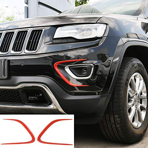 SQQP Front Bumper Fog Light Strip Trim for Jeep Grand Cherokee 2014-2016 -Red-