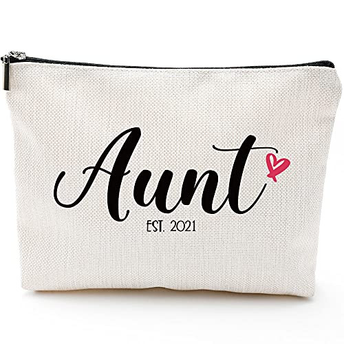Auntie EST. 2021-Auntie Mothers Day Gifts Aunt Gifts from Niece Nephew Gifts for Aunts Birthday Christmas Appreciation Makeup Bag