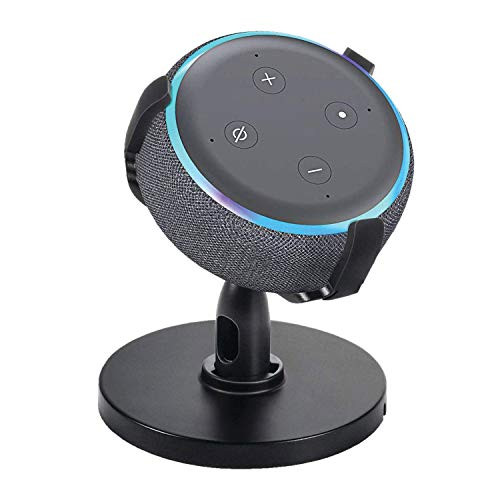 Table Holder Compatible with Echo Dot 3rd Generation -3rd Gen- 360° Rotation Adjustable Desktop Stand Bracket Mount Black by Insten