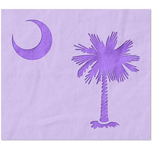 Stencil Stop Palmetto Tree and Moon Stencil - South Carolina State Flag Stencil - Reusable for DIY Projects Painting Drawing Crafts - 14 Mil Mylar Plastic -12 x 10.06 inches-