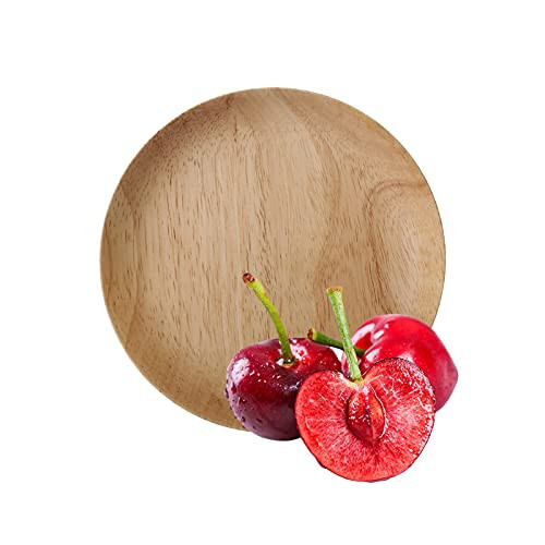 Wood Serving Plate Wooden Round Serving Tea Tray Fruit Dessert Cake Snack Candy Water Platter Wooden Bowls -Beige 6"-