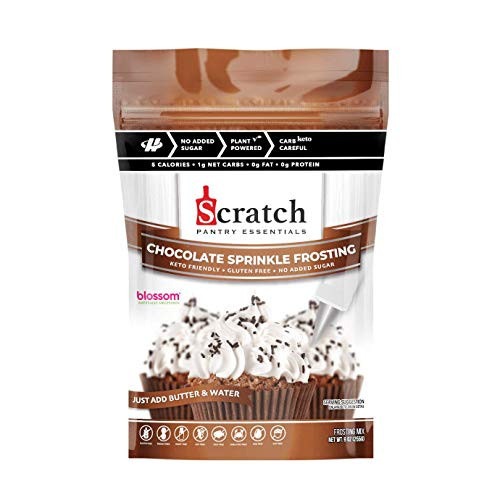 Chocolate Sprinkle Frosting Mix by Scratch - Low Carb Keto -1g Net Carbs- Sugar Free Low Calorie Vegan Friendly Gluten Free Blossom Natural Sweetener
