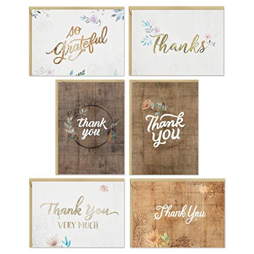 Hallmark Thank You Cards Assortment Rustic Flowers -48 Thank You Notes with Envelopes-