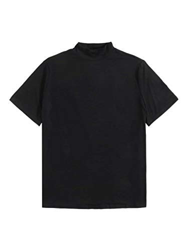 Floerns Women's Plus Size High Neck Casual Short Sleeve Tops Tee Black 2XL