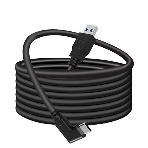 BELIPRO Link Cable for Oculus Quest  and  Quest2 USB C to A Cable 90 Degree Angled High Speed Data Transfer  and  Fast Charging Compatible for Oculus Quest-Quest2 VR Headset and Gaming PC -16ft?5m?-