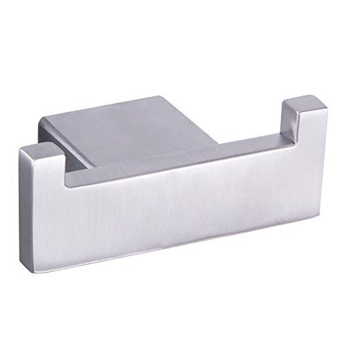 GERZWY Bathroom Double Towel Hook SUS 304 Stainless Steel Coat-Robe Clothes Hook for Bath Kitchen Wall Mounted Brushed Finish
