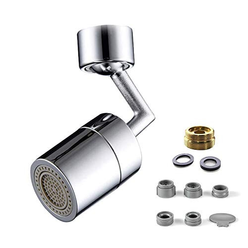 Universal Splash Filter Faucet 720° Rotatable Faucet Sprayer Head Big Angle Dual Function Kitchen Faucet Aerator Swivel Sink Bubbler Sprayer Attachment Bathroom Faucet Mounted for Face Washing