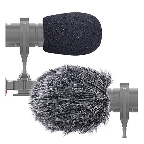 SUNMON Furry Windscreen Muff Mic Pop Filter-Foam Wind Cover fits Rode VideoMicro Videomic Me-L Shotgun Microphone -2 PACK-