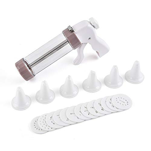 Manual Cookie Maker Cookie Press Gun Kits Include 13 Discs and 6 Icing Tips Spritz Biscuit Press for DIY Cookie Maker and Cake Icing Decoration