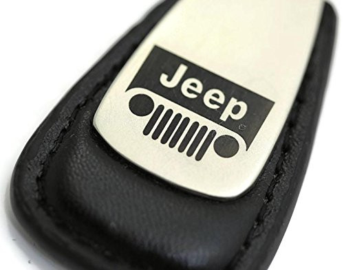 Au-Tomotive Gold, INC. DanteGTS Jeep Grill Leather Key Chain Black Tear Drop Key Ring Fob Lanyard
