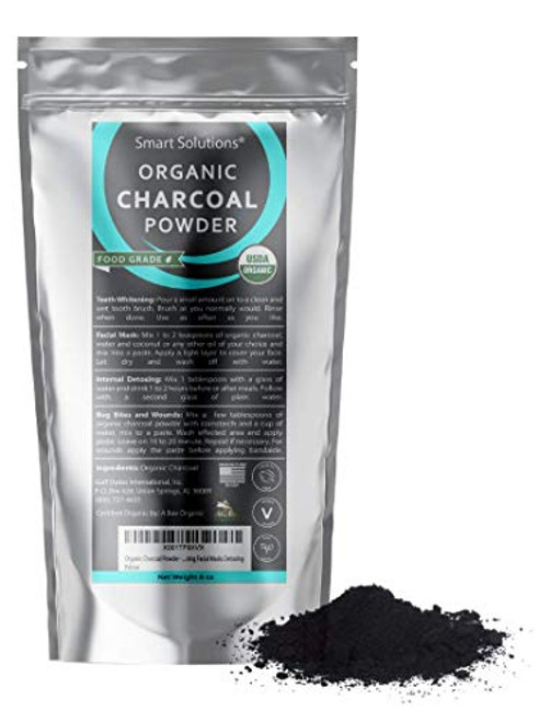Smart Solutions Organic Charcoal Powder - USDA Certified Organic Bulk Food Grade Powder Non-GMO Vegan No Fillers - 100 percent Pure Use for Teeth Whitening Facial Masks Detoxing -8 Ounce- Smart Solutions Organic Charcoal Powder - USDA Certified Organic Bulk Food Grade Powder Non-GMO Vegan No Fillers - 100 percent Pure Use for Teeth Whitening Facial Masks Detoxing -8 Ounce-